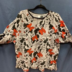 DISNEY Minnie Mouse lightweight long sleeve sweatshirt sz L cuffed sleeve